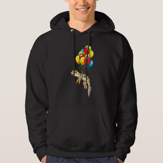 Leopard Gecko met ballonnen Hoodie (Voorkant)