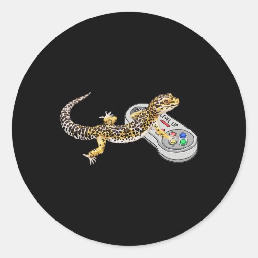 Leopard Gecko Playing Video Game Lizard And Reptil Ronde Sticker (Voorkant)