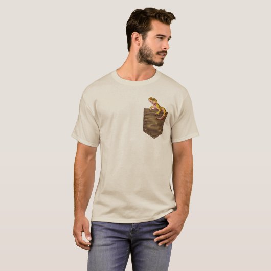 Leopard Gecko Pocket T-shirt Leuke hagedis reptiel (Voorkant volledig)