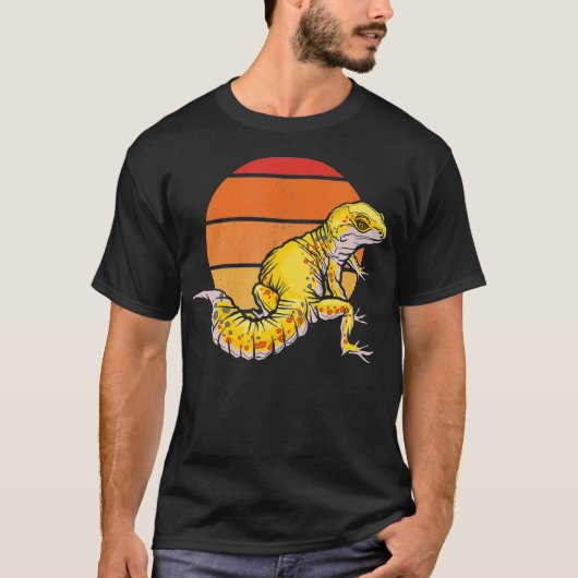 Leopard Gecko Retro Sunset Lizard Reptile T-shirt (Voorkant)