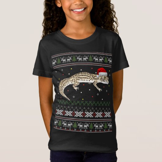 Leopard Gecko Ugly KerstSweater T-shirt (Voorkant)