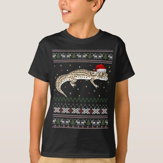 Leopard Gecko Ugly KerstSweater T-shirt (Voorkant)