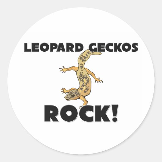 Leopard Geckos Rock Ronde Sticker (Voorkant)