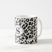 Leopard - gepersonaliseerd monogram, gespikkeld vo koffiemok (Voorkant rechts)