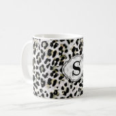 Leopard - gepersonaliseerd monogram, gespikkeld vo koffiemok (Voorkant links)