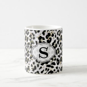 Leopard - gepersonaliseerd monogram, gespikkeld vo koffiemok