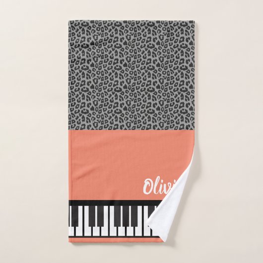 Leopard Gepersonaliseerde NAAM Pianist Piano Keys Bad Handdoek (Handdoek)