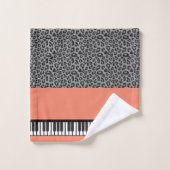 Leopard Gepersonaliseerde NAAM Pianist Piano Keys Bad Handdoek (Wasdoekje)