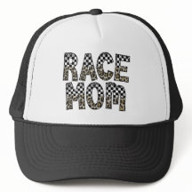 Leopard Geruite Vlag Print Race Mama Trucker Hat