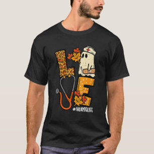 Leopard Ghost Nurse Halloween Costume Herfst Scrub T-shirt