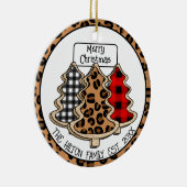 Leopard-, Gingham- en Buffalo-kerstbomen Keramisch Ornament (Rechts)