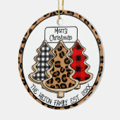 Leopard-, Gingham- en Buffalo-kerstbomen Keramisch Ornament (Links)