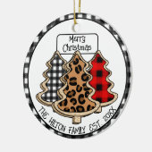 Leopard-, Gingham- en Buffalo-kerstbomen Keramisch Ornament (Links)