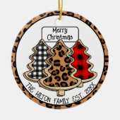 Leopard-, Gingham- en Buffalo-kerstbomen Keramisch Ornament (Voorkant)