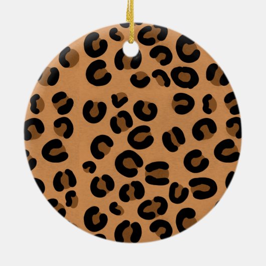 Leopard-, Gingham- en Buffalo-kerstbomen Keramisch Ornament (Achterkant)