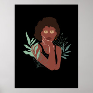 Leopard Girl, Abstract Art Forest Beautiful Woman Poster