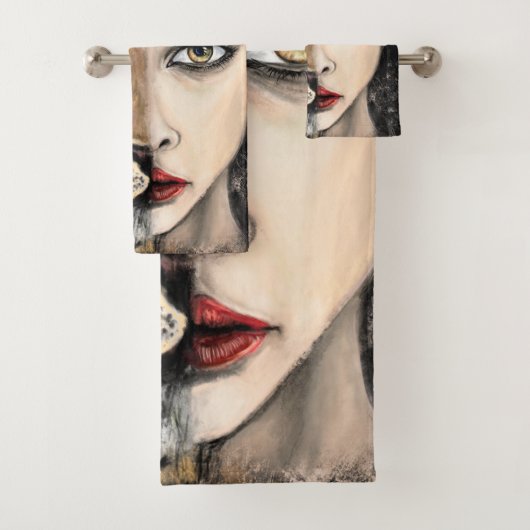 Leopard Girl Face Fantasy Bath Towels Painting Bad Handdoek (Insitu)