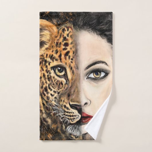 Leopard Girl Face Fantasy Bath Towels Painting Bad Handdoek (Handdoek)