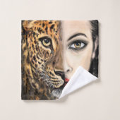 Leopard Girl Face Fantasy Bath Towels Painting Bad Handdoek (Wasdoekje)