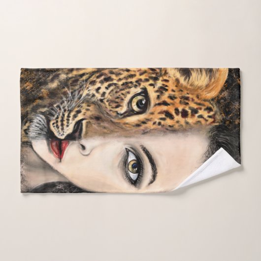 Leopard Girl Face Fantasy Bath Towels Painting Bad Handdoek (Handdoek)