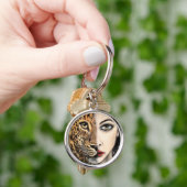 Leopard Girl Face Fantasy Sleutelhanger (Hand)