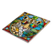 Leopard Glas in lood Decoratieve Tegel Tegeltje (Zijkant)