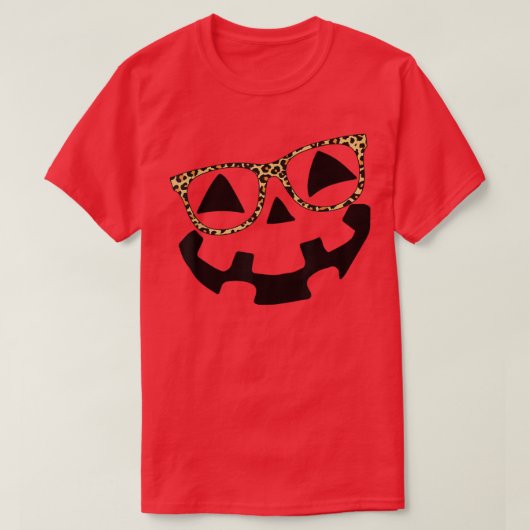 Leopard Glasses Jack O Lantern Pumpkin Face Hallow T-shirt (Design voorkant)