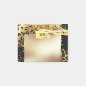 Leopard glazen goudglitter dierprintmonogram post-it® notes (Voorkant)