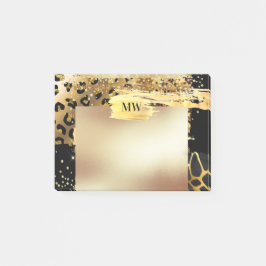 Leopard glazen goudglitter dierprintmonogram post-it® notes