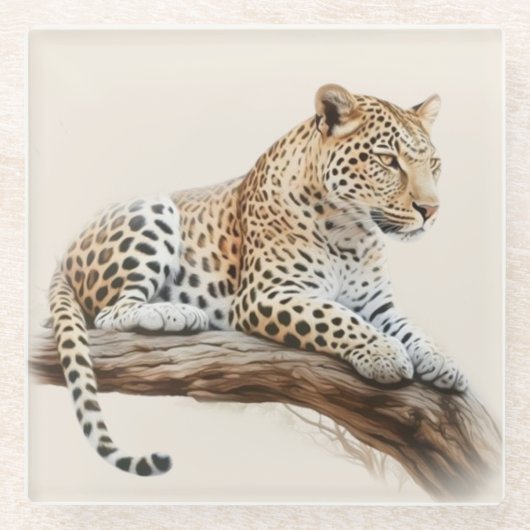 Leopard Glazen Onderzetter (Voorkant)