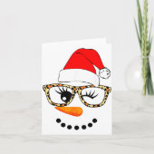 Leopard Gles Santa Claus Snowman Face Christmas Co Kaart (Voorkant)