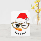 Leopard Gles Santa Claus Snowman Face Christmas Co Kaart (Gele Bloem)
