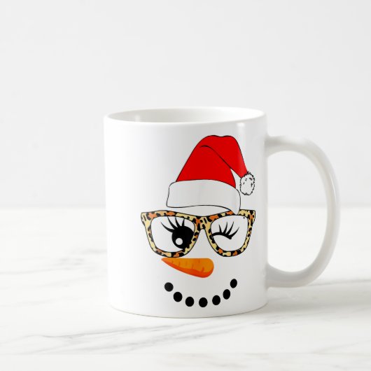 Leopard Gles Santa Claus Snowman Face Christmas Co Koffiemok (Rechts)