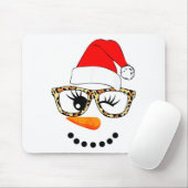 Leopard Gles Santa Claus Snowman Face Christmas Co Muismat (Met muis)