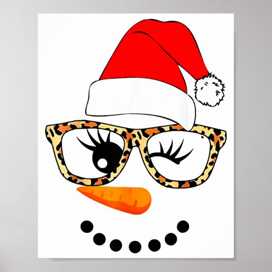 Leopard Gles Santa Claus Snowman Face Christmas Co Poster (Voorkant)