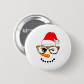 Leopard Gles Santa Claus Snowman Face Christmas Co Ronde Button 5,7 Cm (Voorkant /achterkant)
