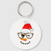 Leopard Gles Santa Claus Snowman Face Christmas Co Sleutelhanger (Voorkant)