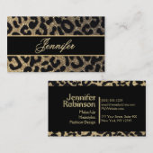 Leopard Glitter en Black Ribbon Visitekaartje (Voorkant / Achterkant)