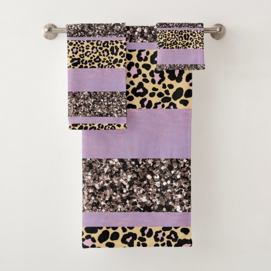Leopard Glitter Stripes Glam 1 Bad Handdoek (Insitu)