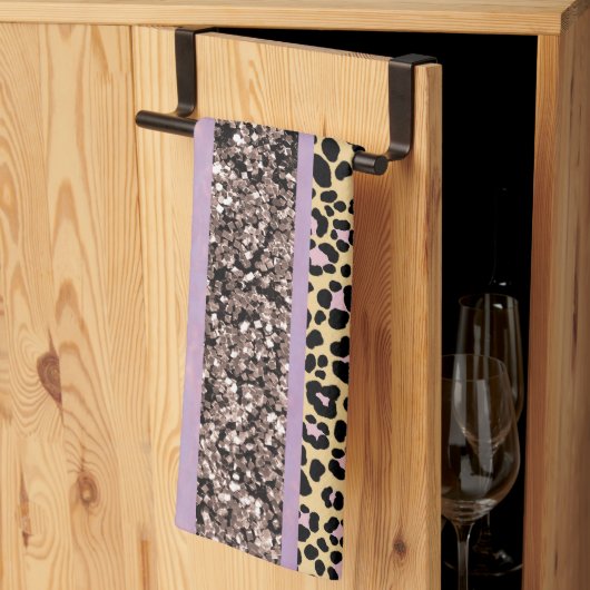 Leopard Glitter Stripes Glam 1 Theedoek (Derde Gevouwen)