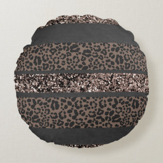 Leopard Glitter Stripes Glam 6 Rond Kussen