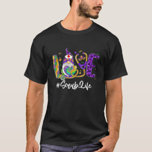 Leopard Gnome LOVE Life Nurse Mardi Gras Car T-shirt