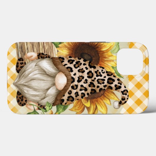 Leopard Gnome-zonnebloemen Case-Mate iPhone Case (Achterkant (horizontaal))