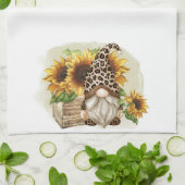 Leopard Gnome-zonnebloemen Theedoek (Gevouwen)