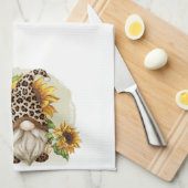 Leopard Gnome-zonnebloemen Theedoek (Quarter Fold)