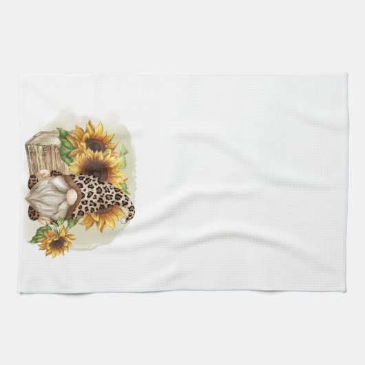 Leopard Gnome-zonnebloemen Theedoek (Horizontaal)
