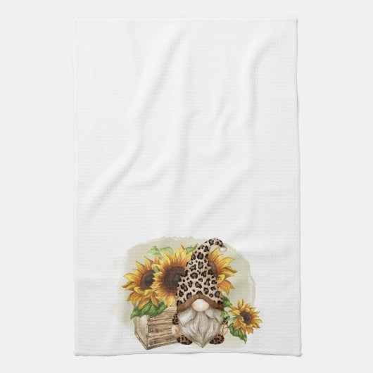 Leopard Gnome-zonnebloemen Theedoek (Verticaal)