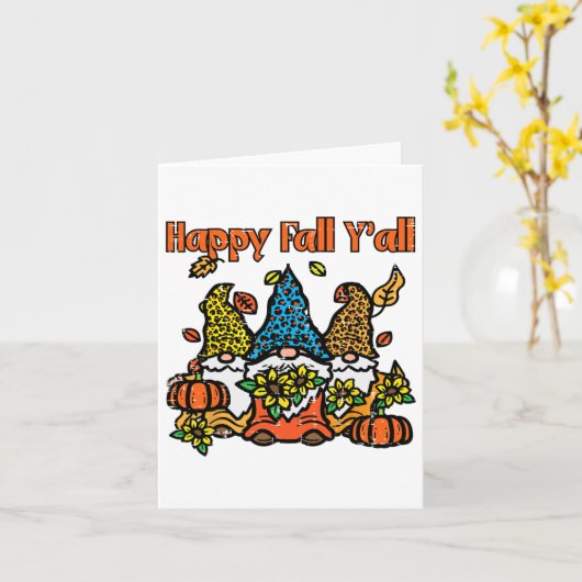 Leopard Gnomes Happy Herfst Yall Thanksgiving Mann Kaart (Gele Bloem)