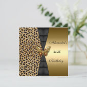 Leopard gold Animal 30th Birthday Butterfly Kaart (Staand voorkant)