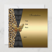 Leopard gold Animal 30th Birthday Butterfly Kaart (Achterkant)